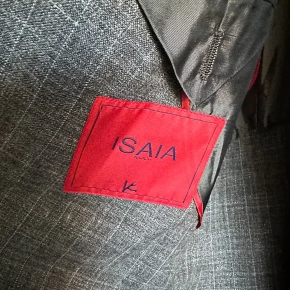 ISAIA Silk Wool Double Breasted Windowpane Taupe Suit EU52 - Picture 7 of 11